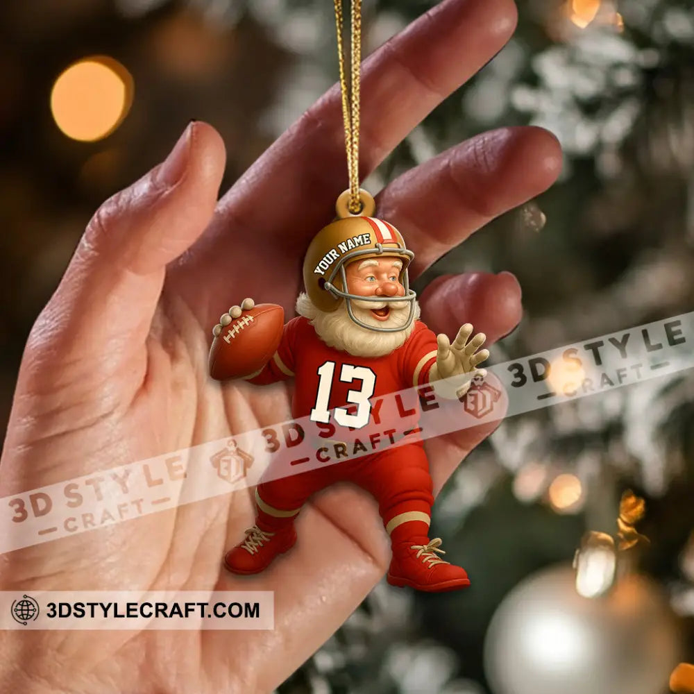 Christmas Football Santa Home Decor Christmas Ornament Personalized Ornament Ornament