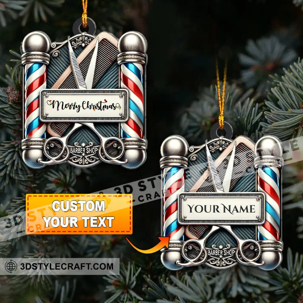 Christmas Gift Custom Ornament Name Barber Shop Decoration
