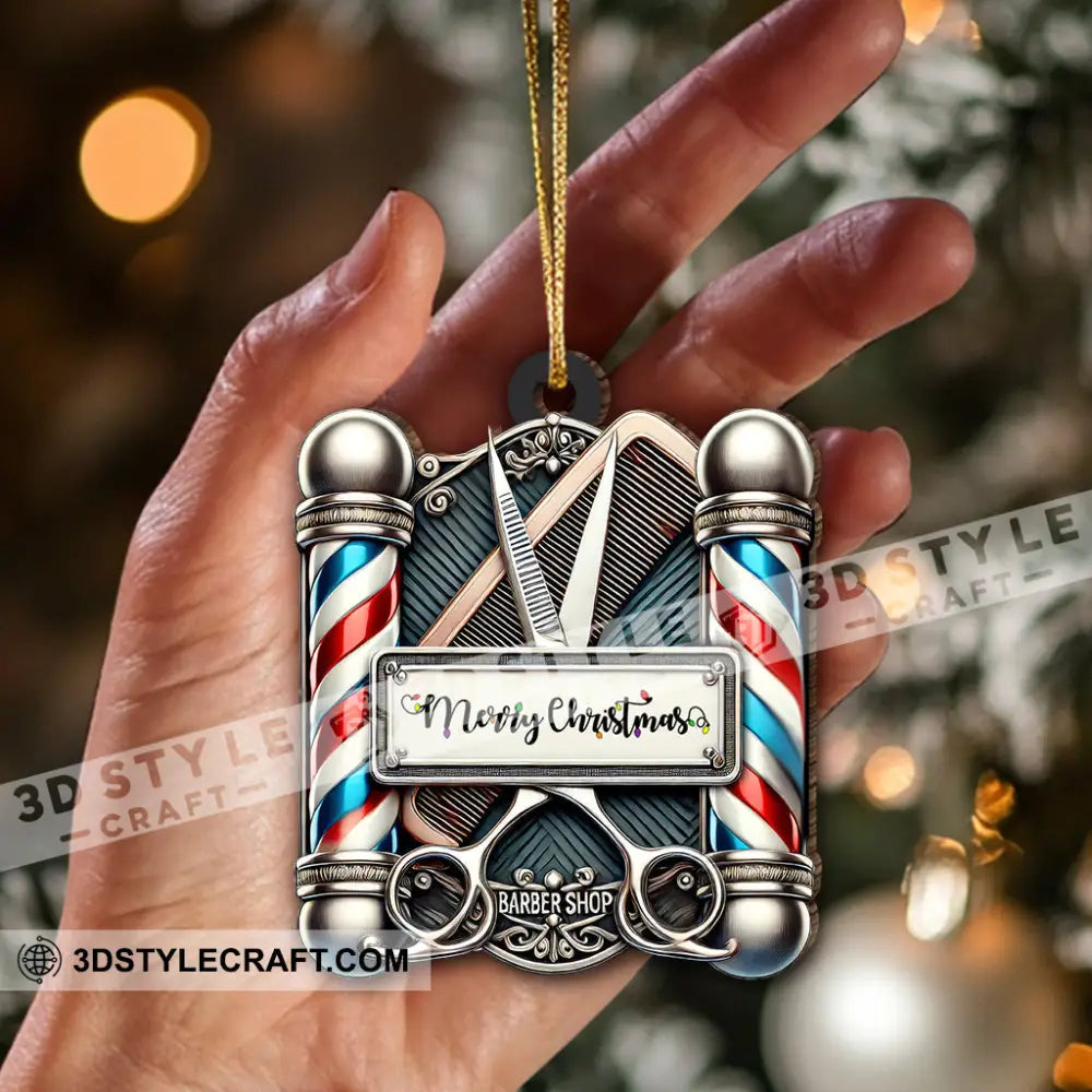 Christmas Gift Custom Ornament Name Barber Shop Decoration