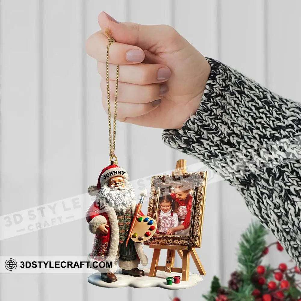 Custom Name And Photo Santa Ornament Christmas Gift For Family