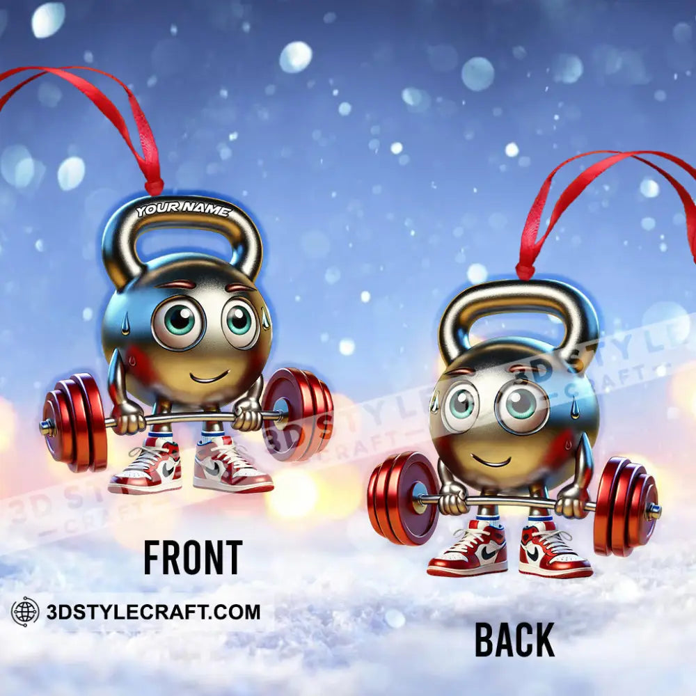 Custom Name Gym Ornament Work Out Christmas Gift