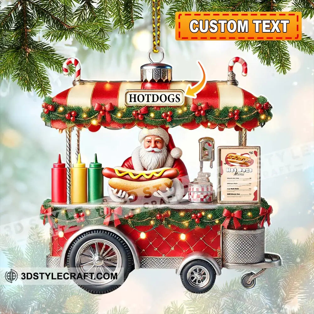 Custom Name Hot Dog Shop Ornament Santa Christmas Gift