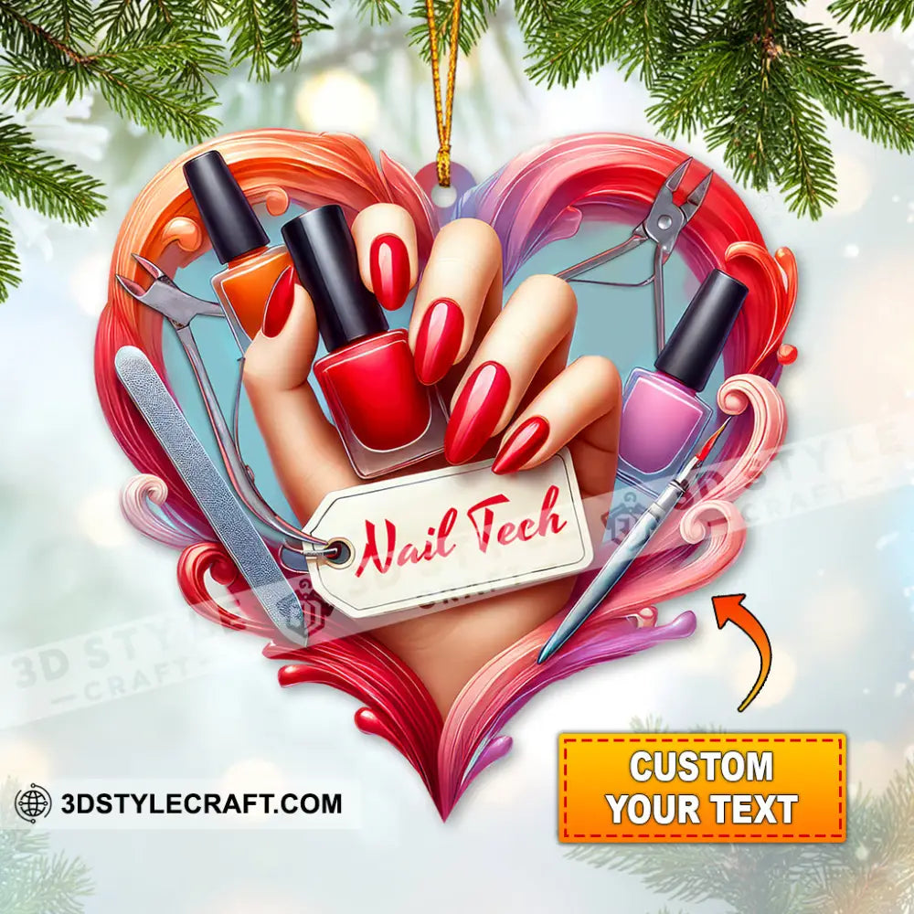 Custom Name Nail Tech Ornament Christmas Gift For Artist