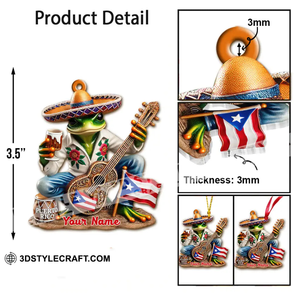 Custom Name Puerto Rico Ornament Christmas Gift