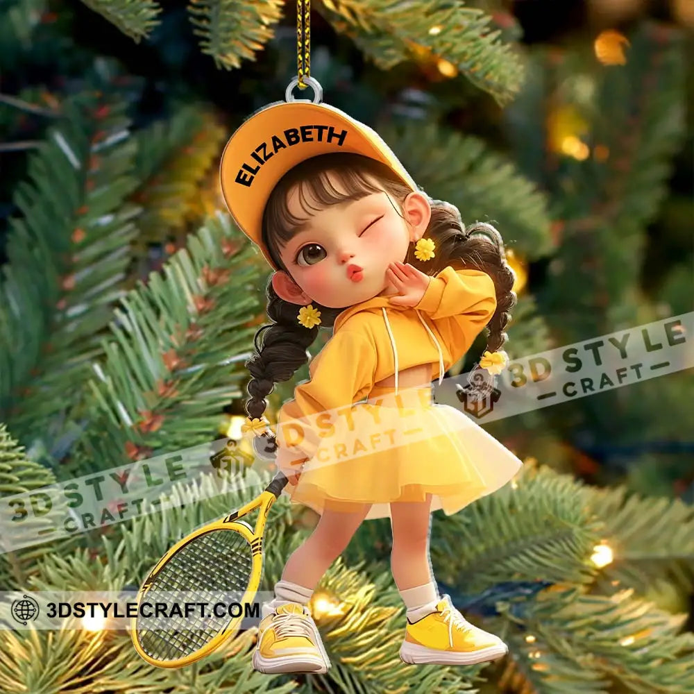 Custom Name Woman Tennis Ornament Christmas Gift