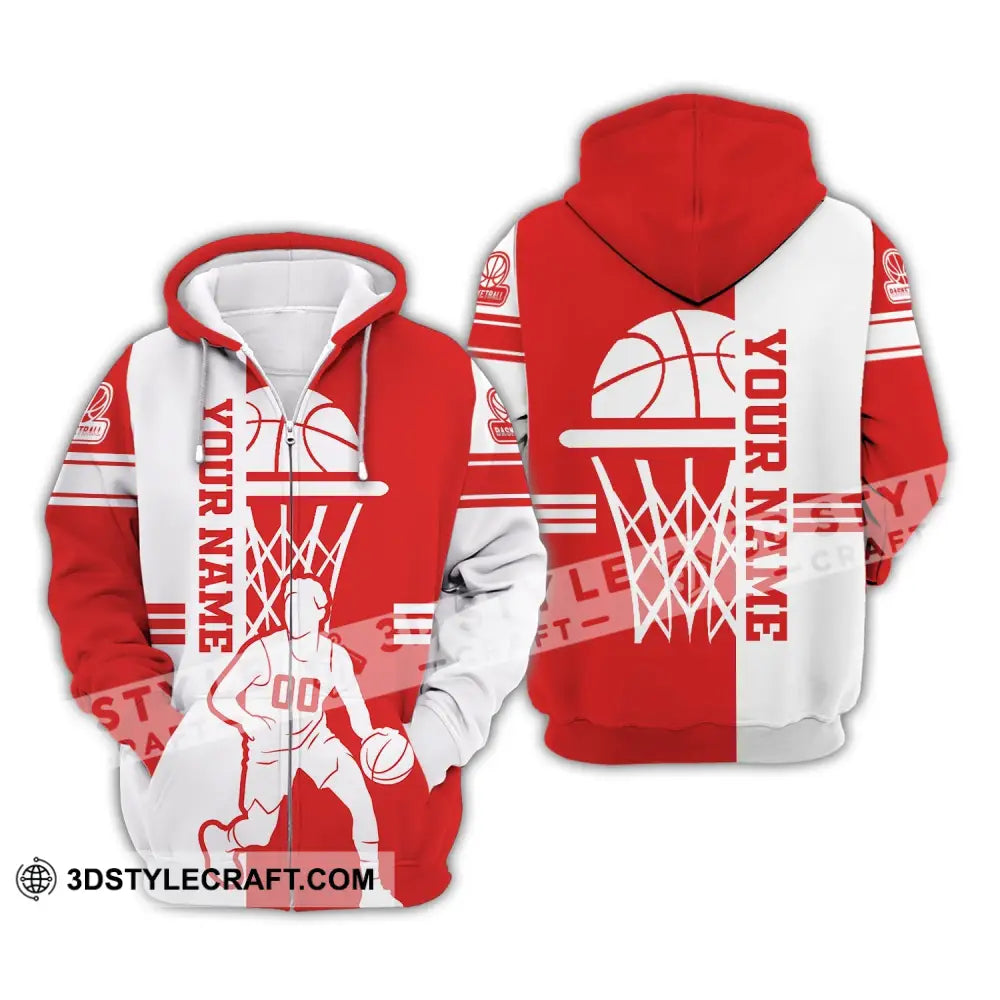 Man Shirt Custom Name And Number Basketball T-Shirt Love Gift For Player Zipper Hoodie / S