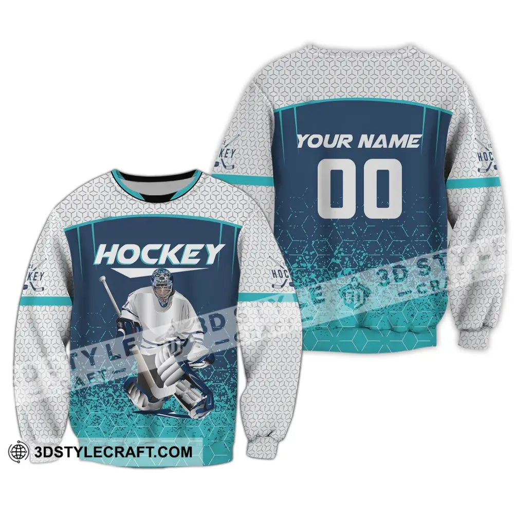 Man Shirt Custom Name And Number Ice Hockey T-Shirt Love Gift For Player Long Sleeve / S