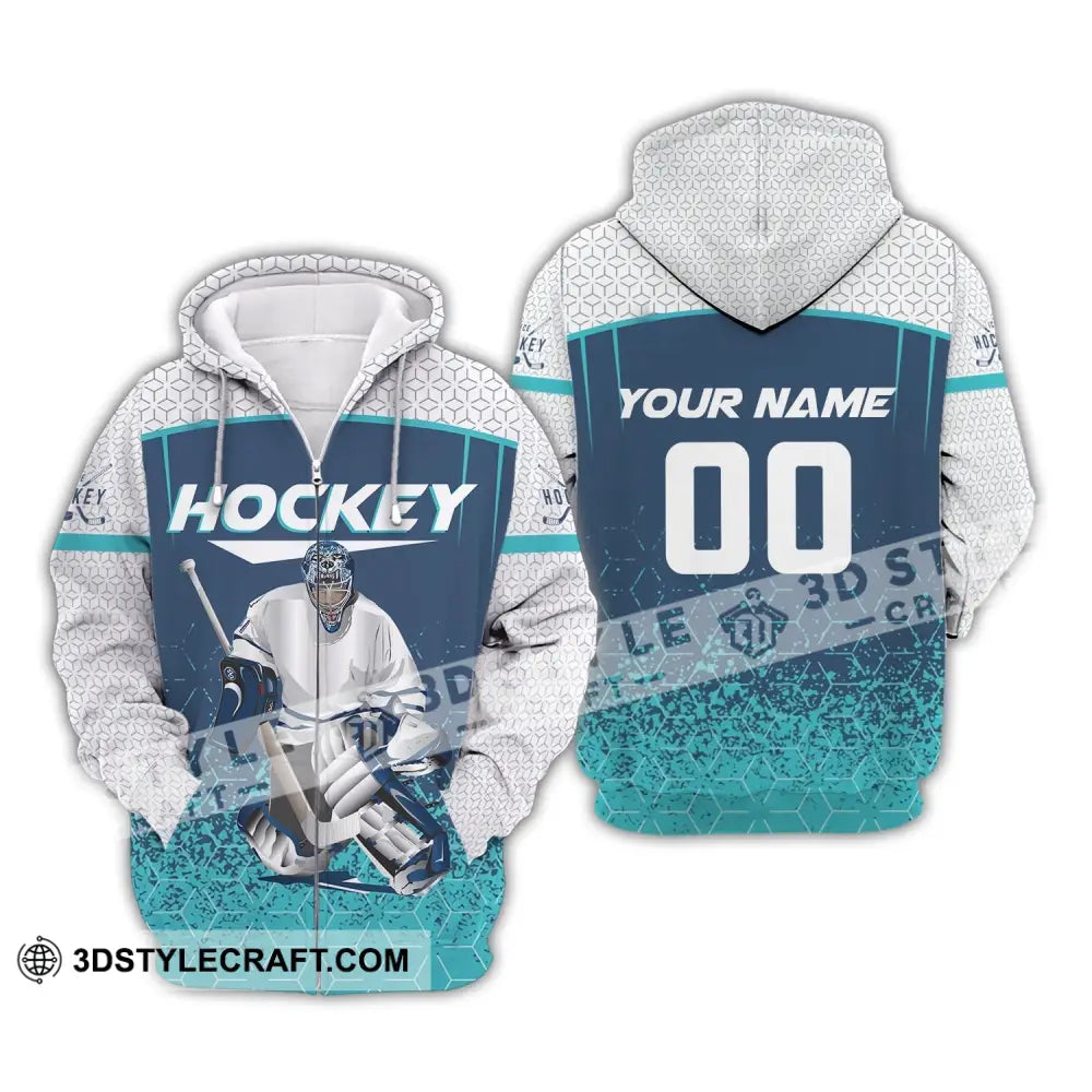 Man Shirt Custom Name And Number Ice Hockey T-Shirt Love Gift For Player Zipper Hoodie / S