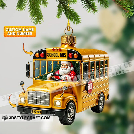 School Bus Santa Home Decor Christmas Ornament Personalized Ornament 3.54’’ / 1 Ornament Ornament