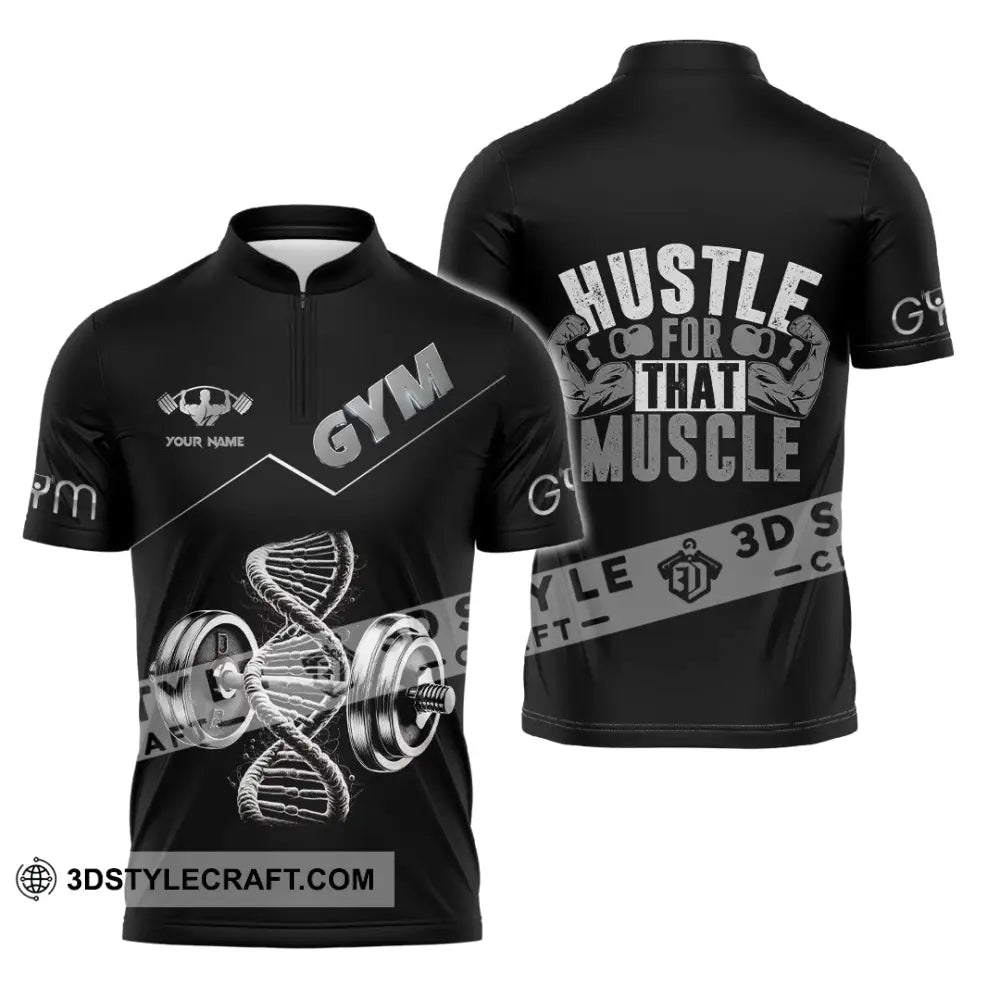 Unisex Shirt - Custom ADN Gym Lover Shirt Zipper Polo Shirt / S T-shirt