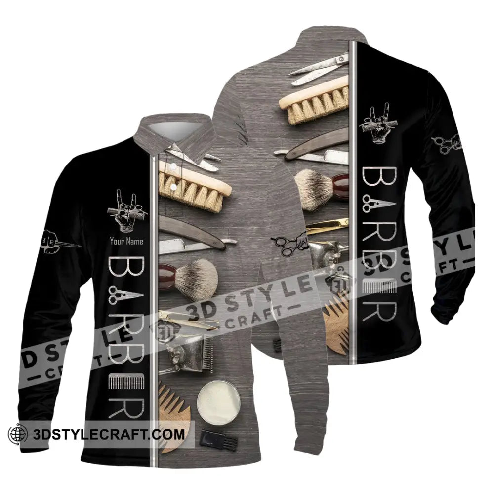 Unisex Shirt Custom Barber Shirt Long Sleeve Polo / S T shirt