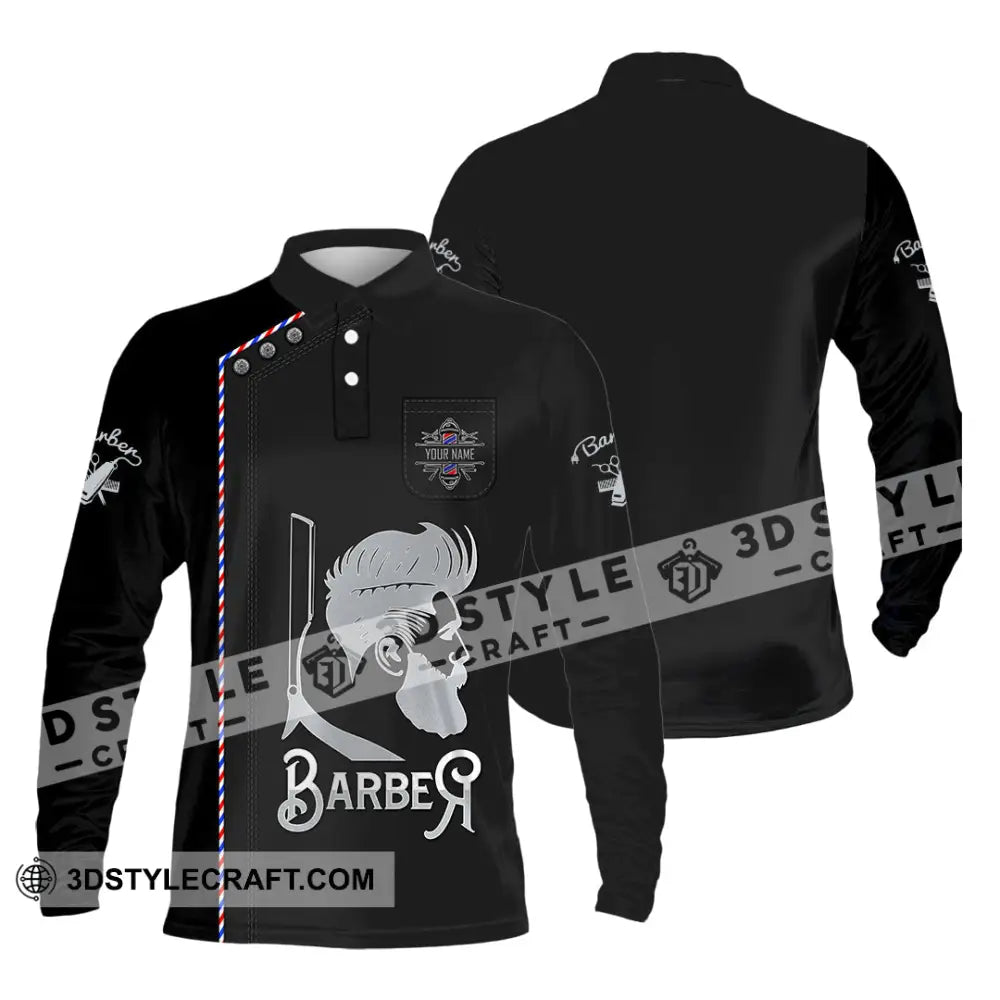 Unisex Shirt Custom Barber Shirt Long Sleeve Polo / S T shirt