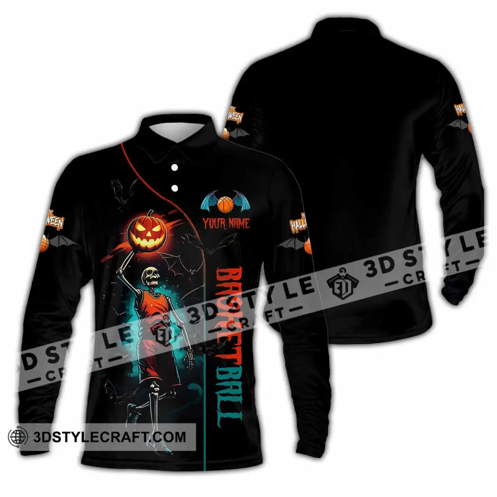 Unisex Shirt Custom Halloween Basketball Sport Shirt Long Sleeve Polo / S T shirt