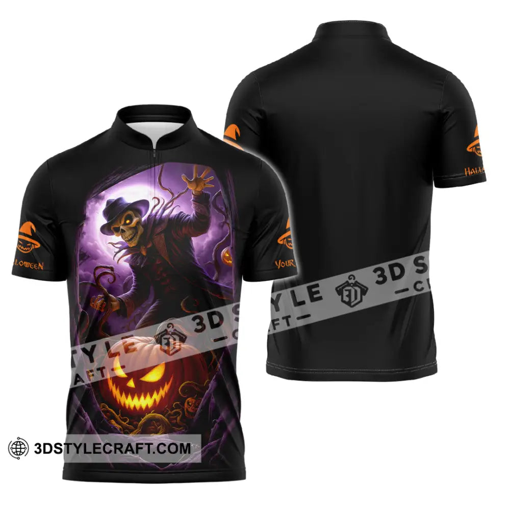 Unisex Shirt Custom Halloween Design Shirt Zipper Polo Shirt / S T shirt