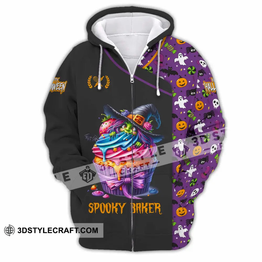 Unisex Shirt Custom Halloween Spooky Baker Shirt Zipper Hoodie / S T shirt