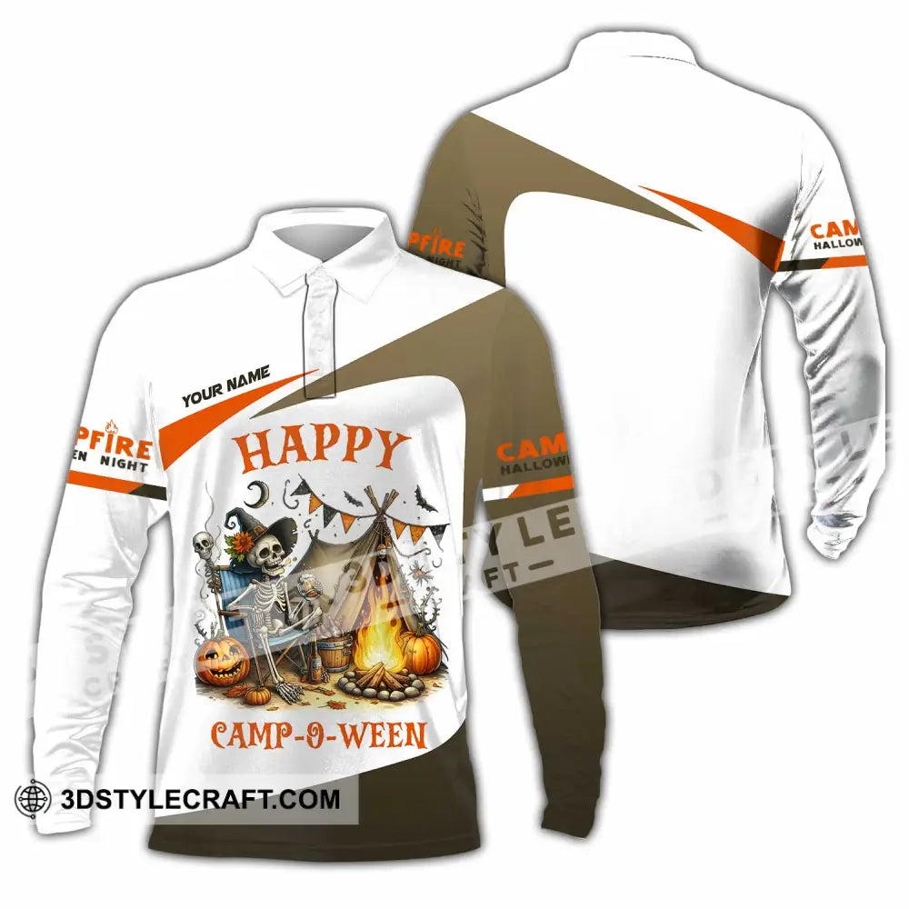 Unisex Shirt Custom Happy Camp O Ween Halloween Camping Shirt Long Sleeve Polo / S T shirt
