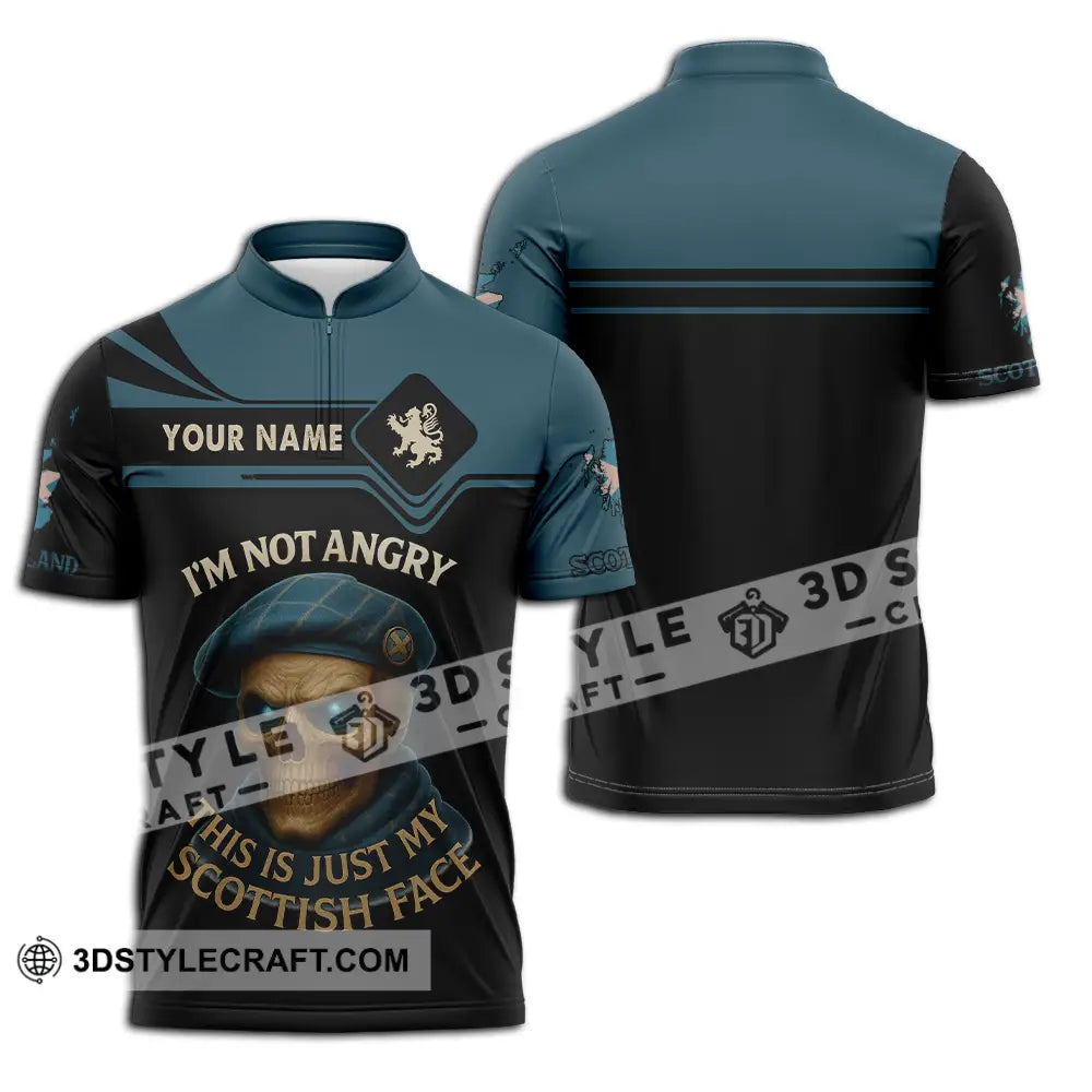 Unisex Shirt Custom I’m Not Angry This Is Just My Scottish Face Shirt Zipper Polo Shirt / S T shirt