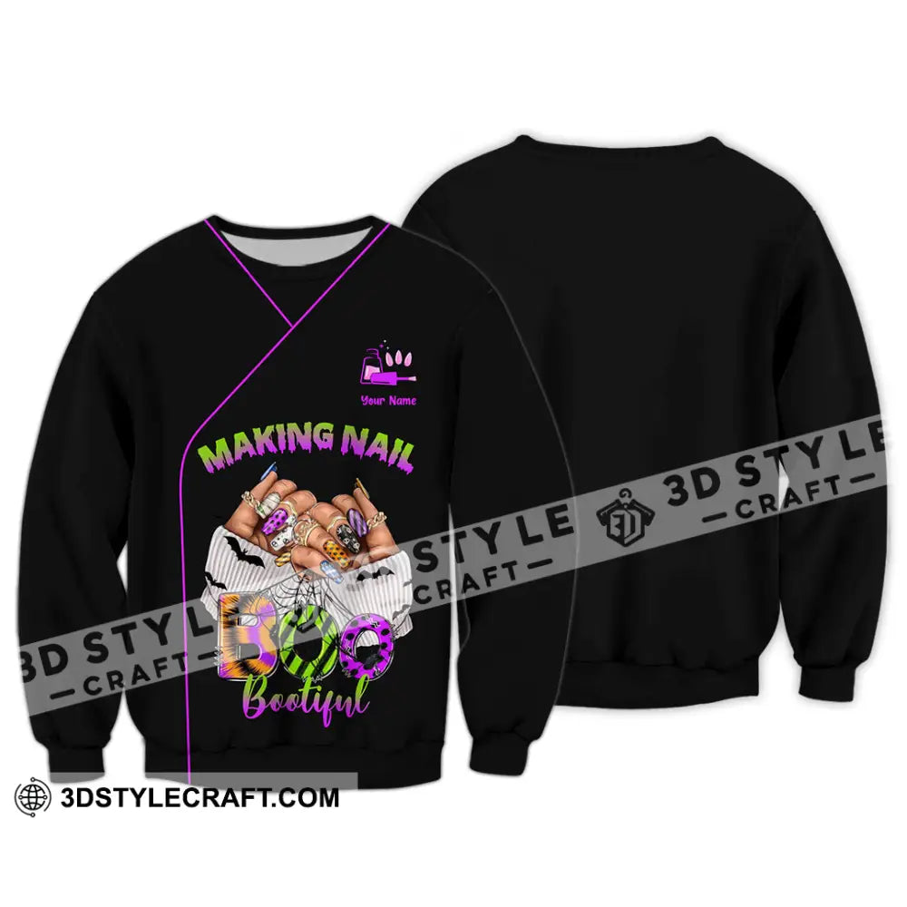 Unisex Shirt Custom Making Nail Bootiful Halloween Nails Artist Shirt Long Sleeve / S T shirt