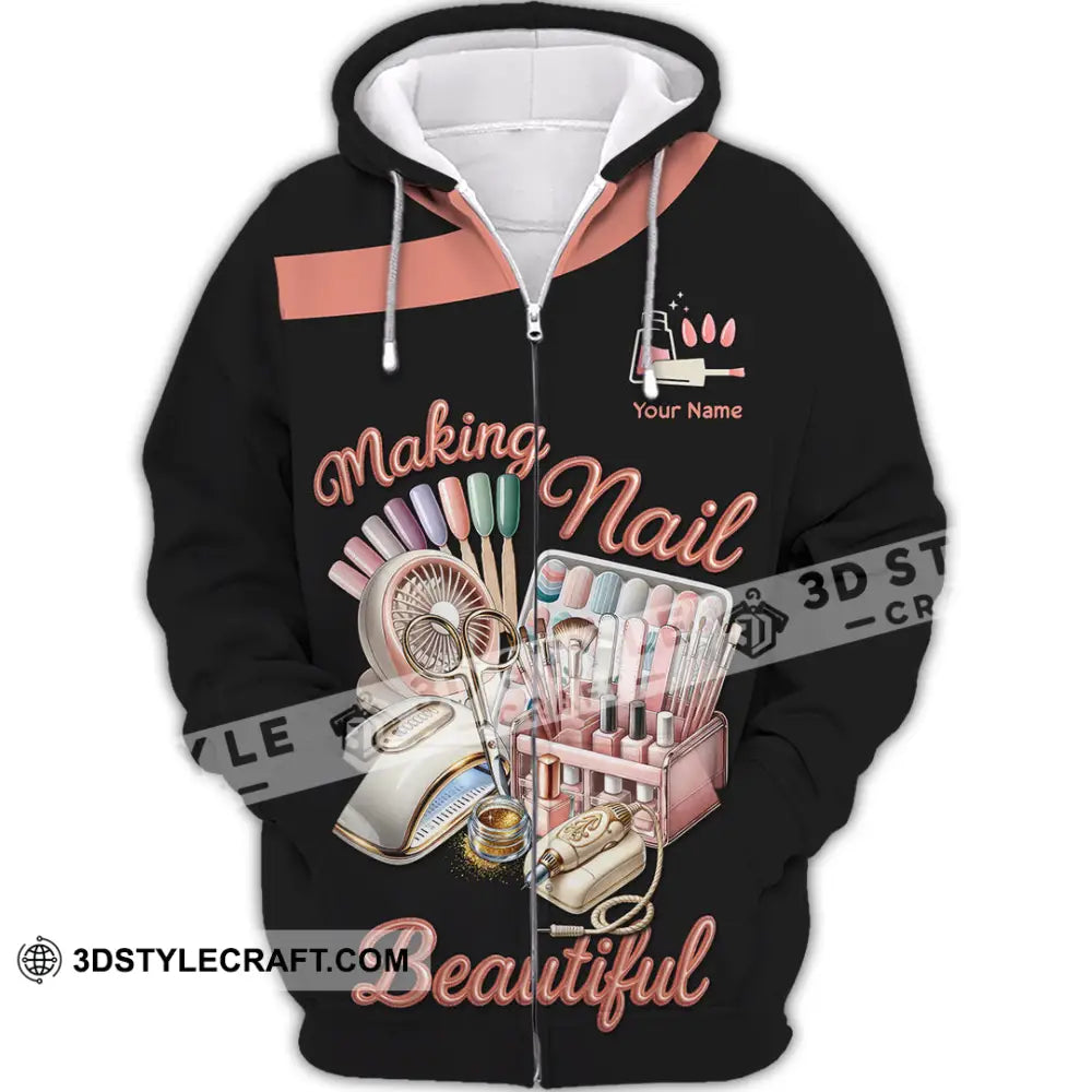 Unisex Shirt Custom Making Nails Beautiful Shirt Zipper Hoodie / S T shirt