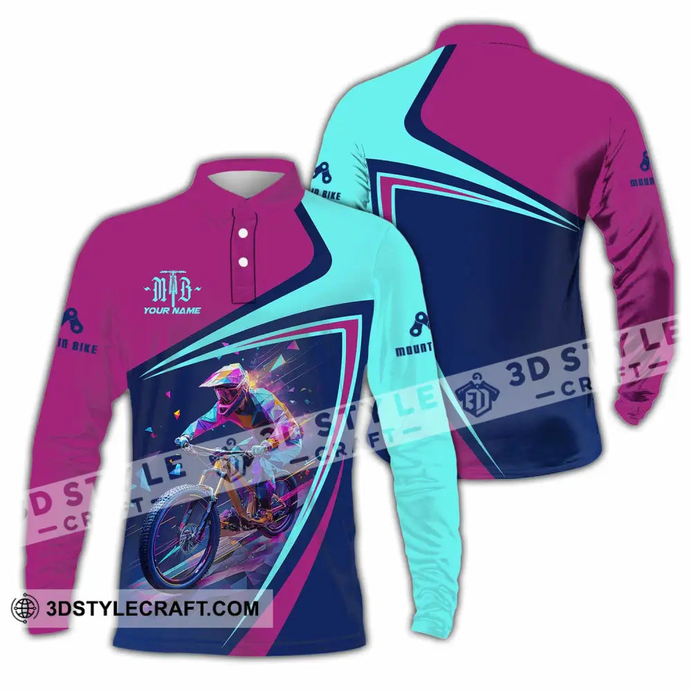 Unisex Shirt - Custom Mountain Bike Shirt Long Sleeve Polo / S T-shirt