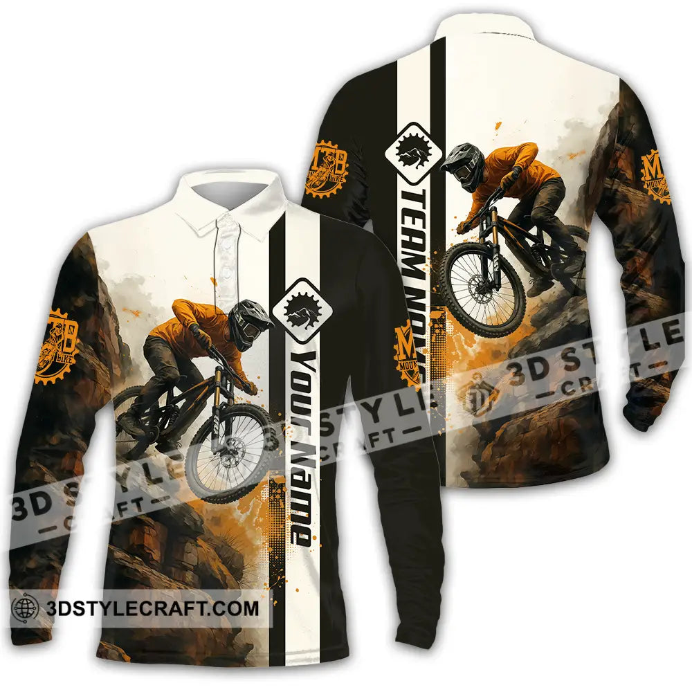 Unisex Shirt - Custom Mountain Bike Shirt Long Sleeve Polo / S T-shirt