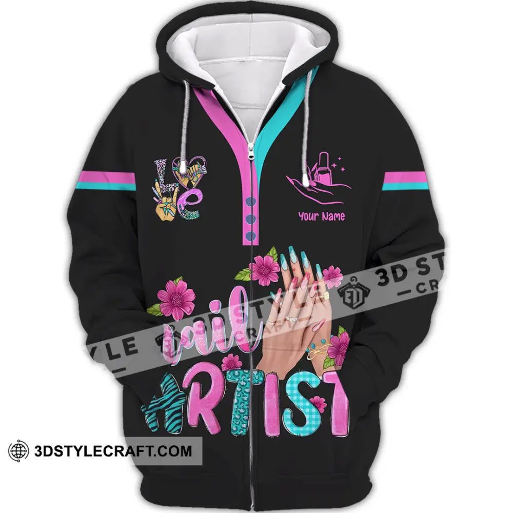 Unisex Shirt Custom Nails Artist Shirt Zipper Hoodie / S T shirt