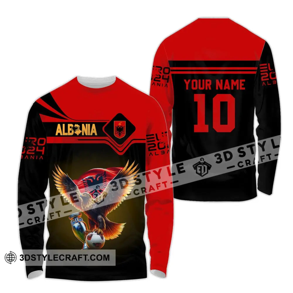 Unisex Shirt - Custom Name And Number Albania National Team Euro 2024 Red Long Sleeve / S T-Shirt