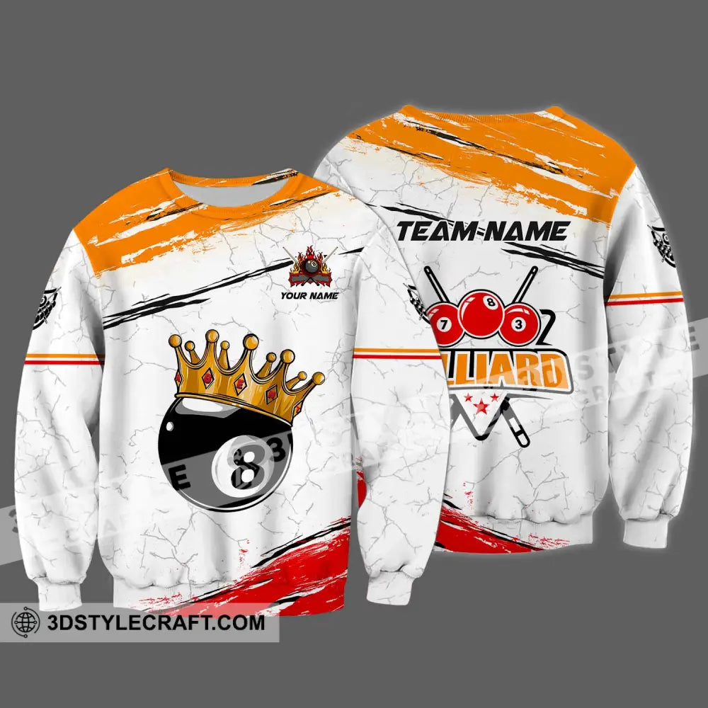 Unisex Shirt - Custom Name And Team Billiard Crown Long Sleeve / S T-Shirt