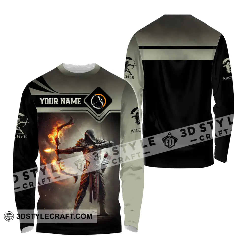 Unisex Shirt Custom Name Archery Polo Long Sleeve Gift / S T-Shirt