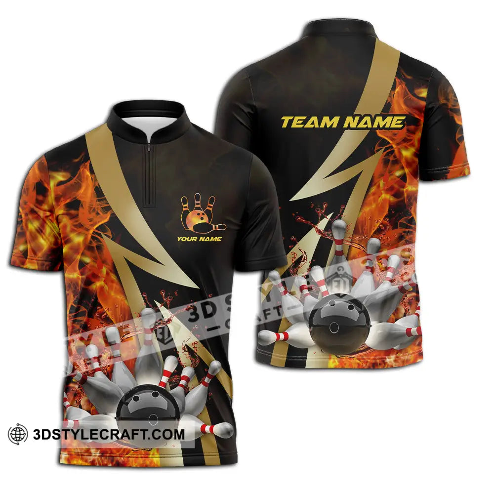 Unisex Shirt - Custom Name Billiard Player Zipper Polo / S T-Shirt