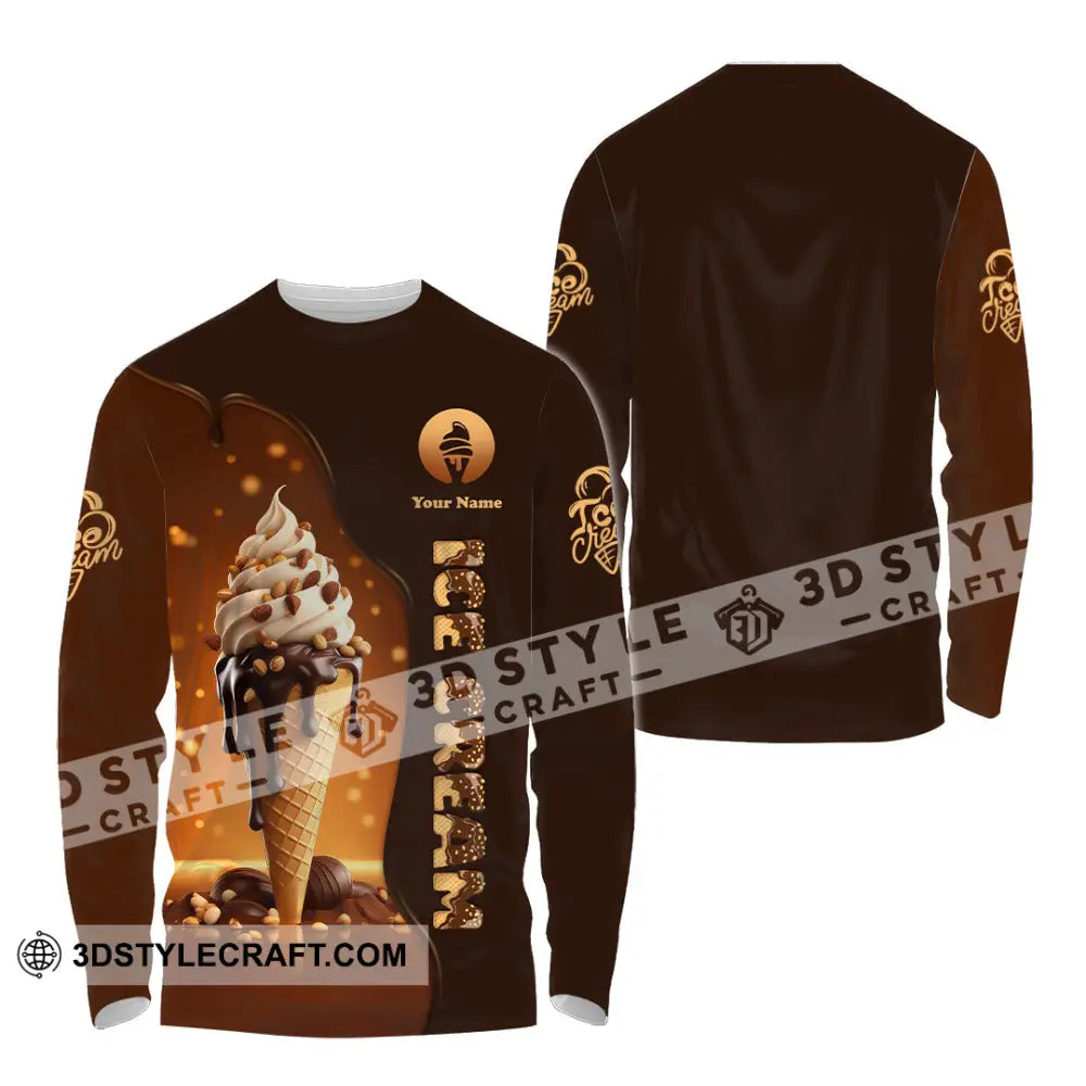 Unisex Shirt Custom Name Chocolate Ice Cream Lover Long Sleeve / S T-Shirt