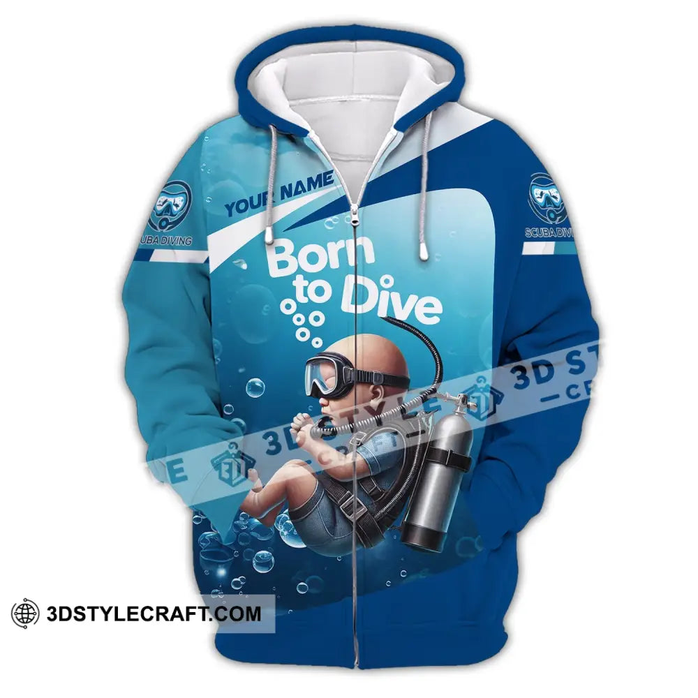 Unisex Shirt Custom Name Diving Love T-Shirt Zipper Hoodie / S T-Shirt