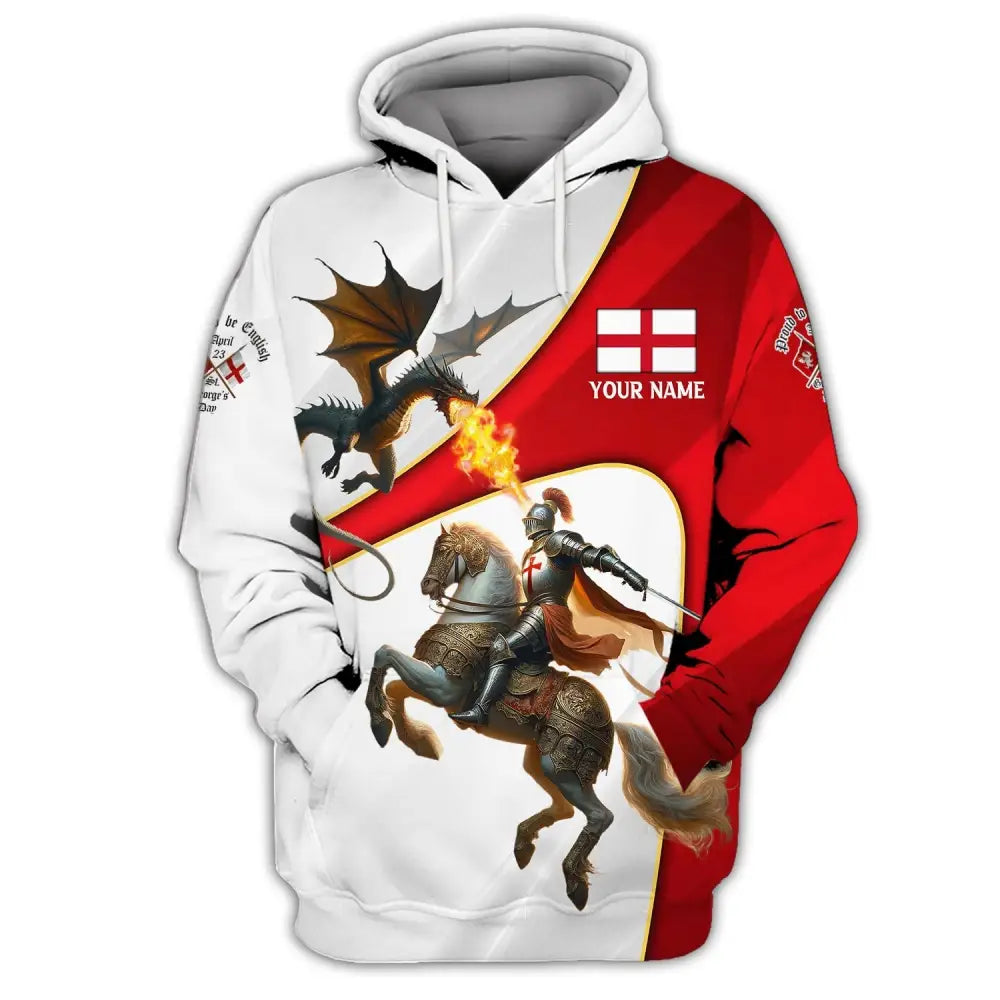 Unisex Shirt Custom Name England T-Shirt Proud To Be English St George’s Day Gift Hoodie / S