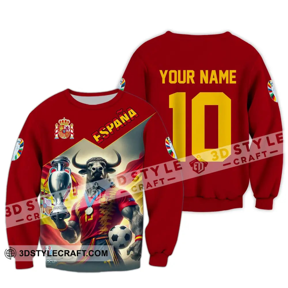 Unisex Shirt Custom Name Espana Football Polo Euro 2024 Hoodie Long Sleeve / S T-Shirt