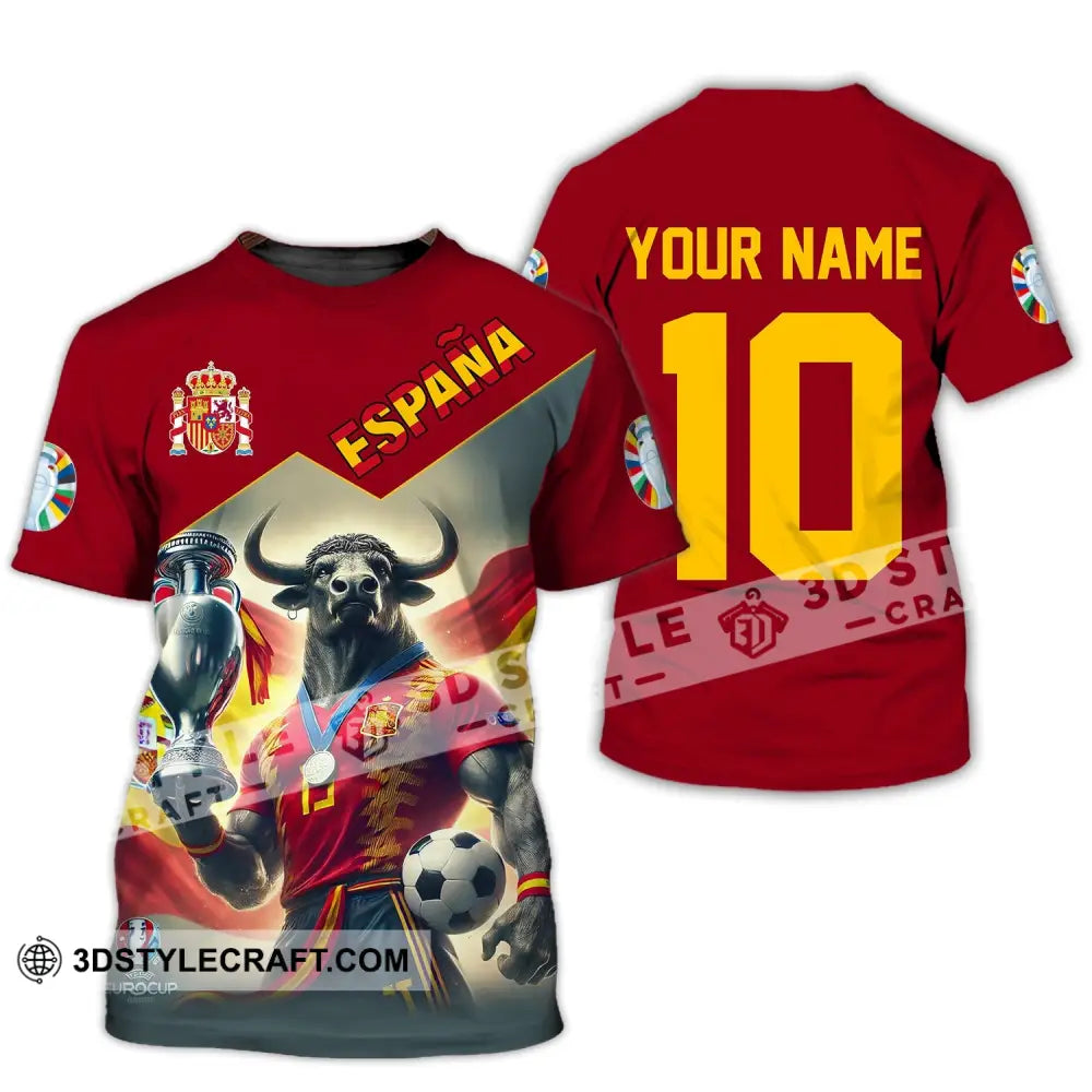 Unisex Shirt Custom Name Espana Football Polo Euro 2024 Hoodie Long Sleeve T-Shirt / S