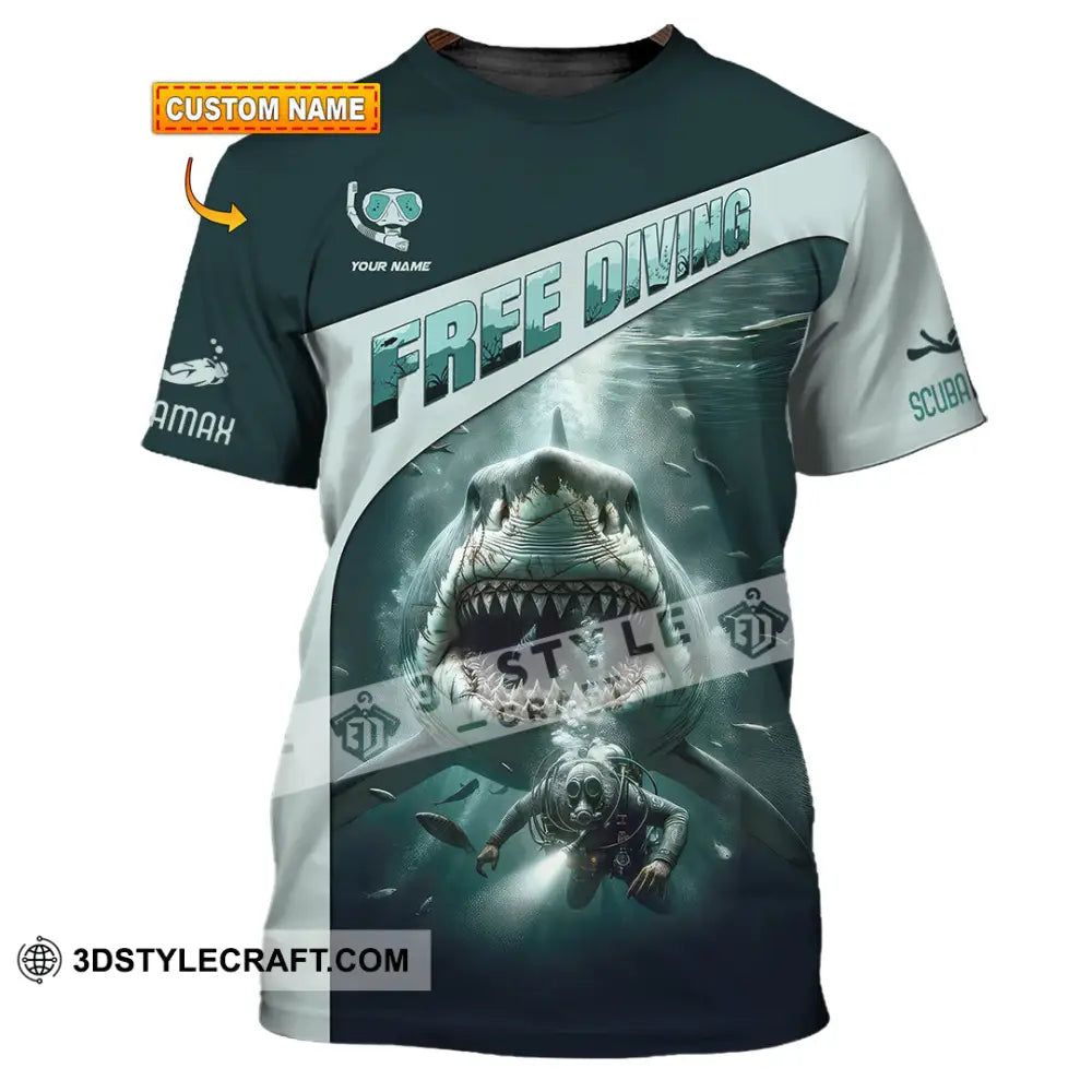 Unisex Shirt Custom Name Free Diving Gift T-Shirt