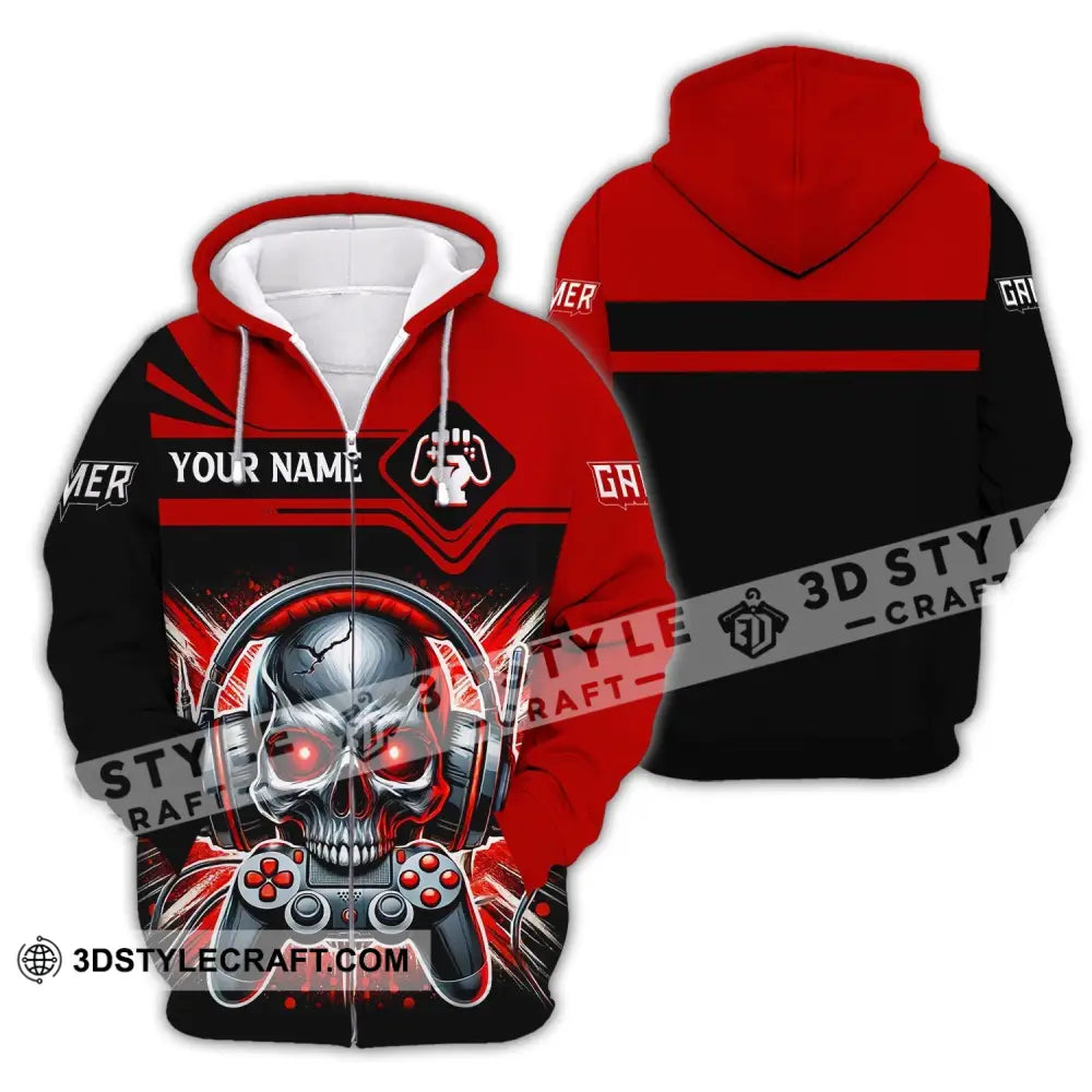 Unisex Shirt Custom Name Gamer Polo Gaming Club T-Shirt Zipper Hoodie / S