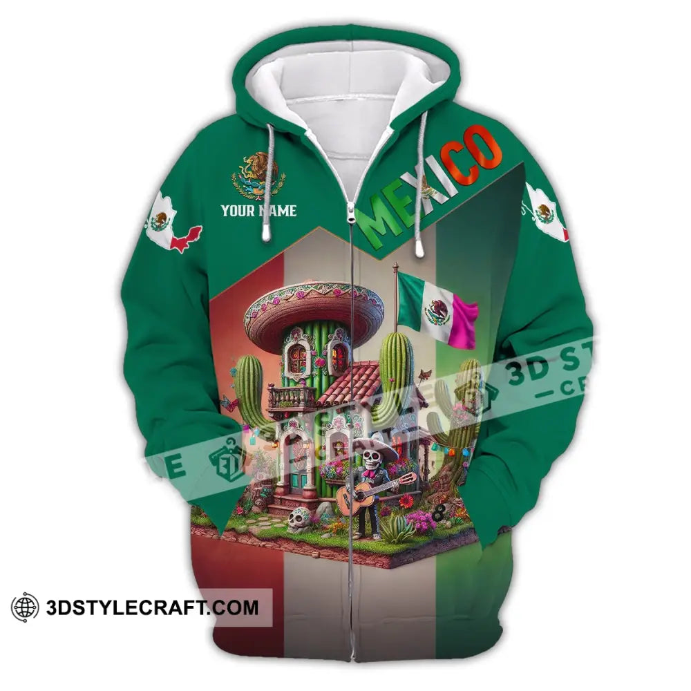 Unisex Shirt - Custom Name Mexico Zipper Hoodie / S T-Shirt