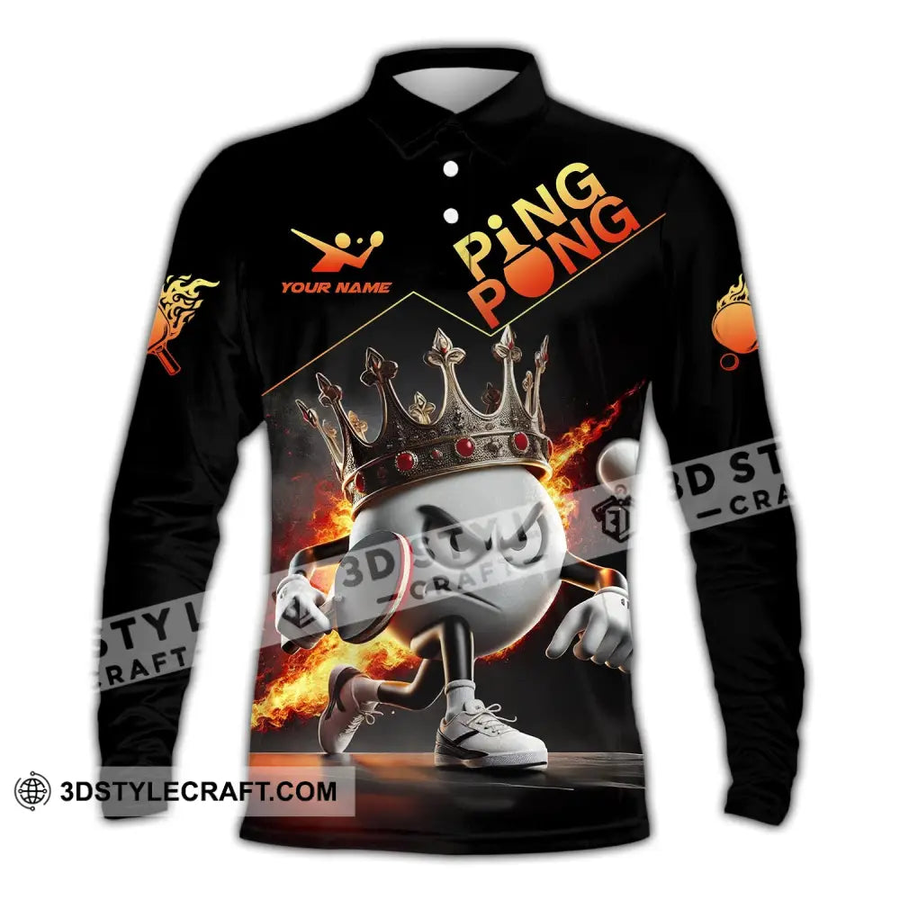 Unisex Shirt Custom Name Ping Pong Gift For Lover Long Sleeve Polo / S T-Shirt