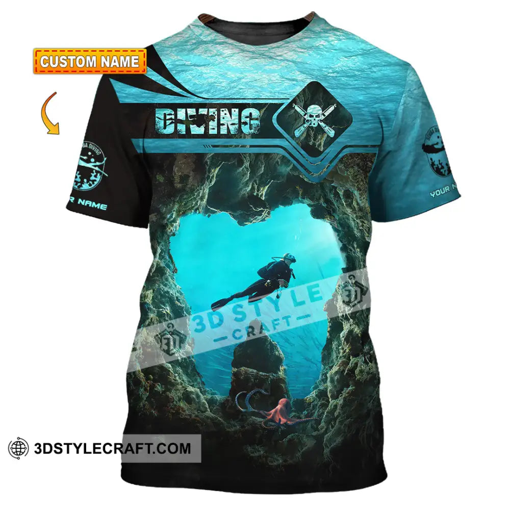 Unisex Shirt Custom Name Scuba Diving Gift For Lover T-Shirt