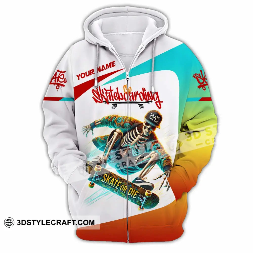 Unisex Shirt Custom Name Skateboarding Love Hoodie Polo Long Sleeve Zipper / S T-Shirt