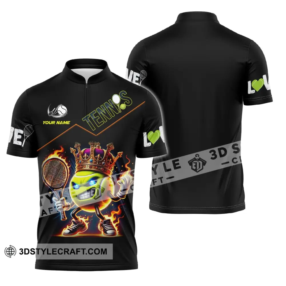 Unisex Shirt Custom Name Tennis Polo Long Sleeve Zipper / S T-Shirt