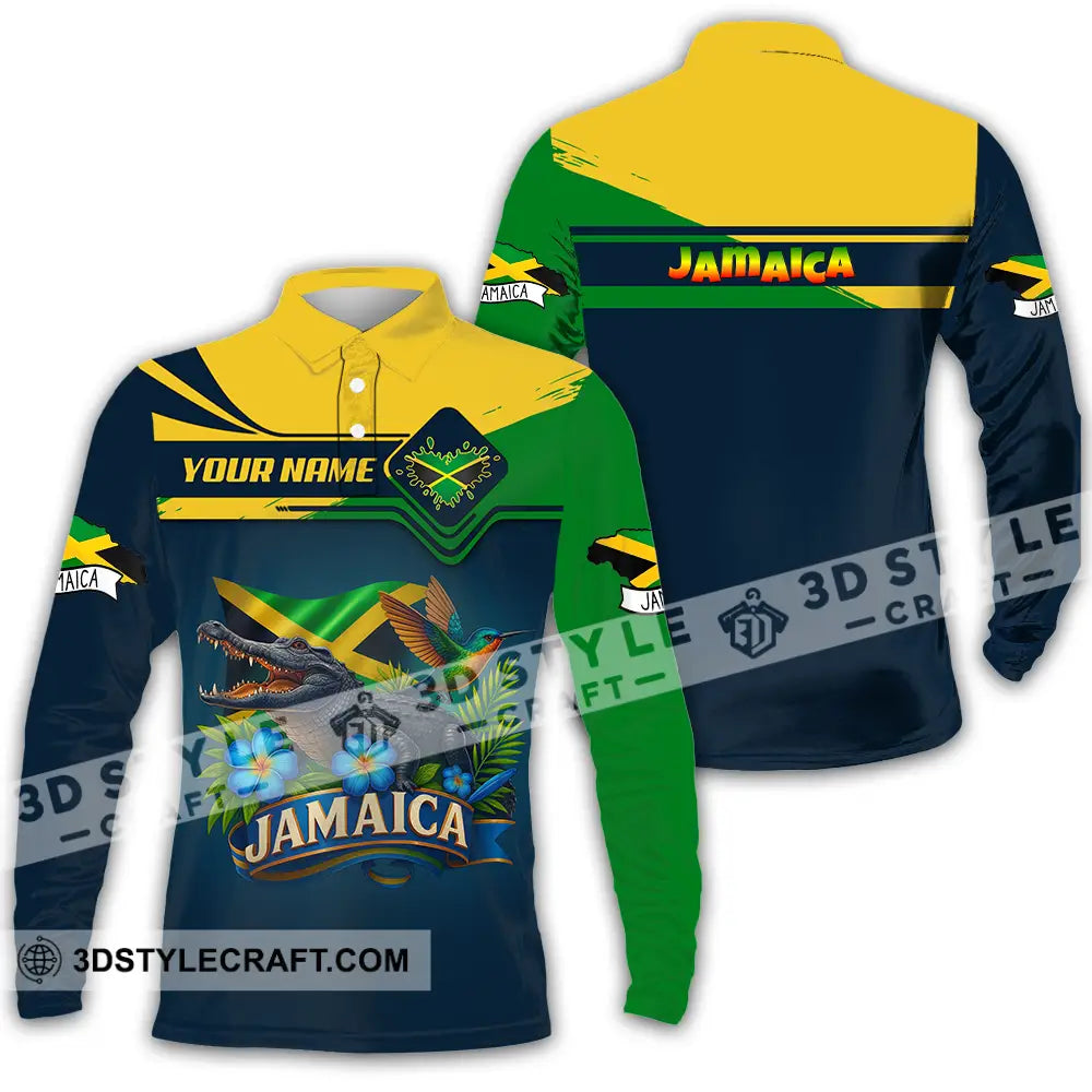 Unisex Shirt - Custom One Love Jamaica Shirt Long Sleeve Polo / S T-shirt