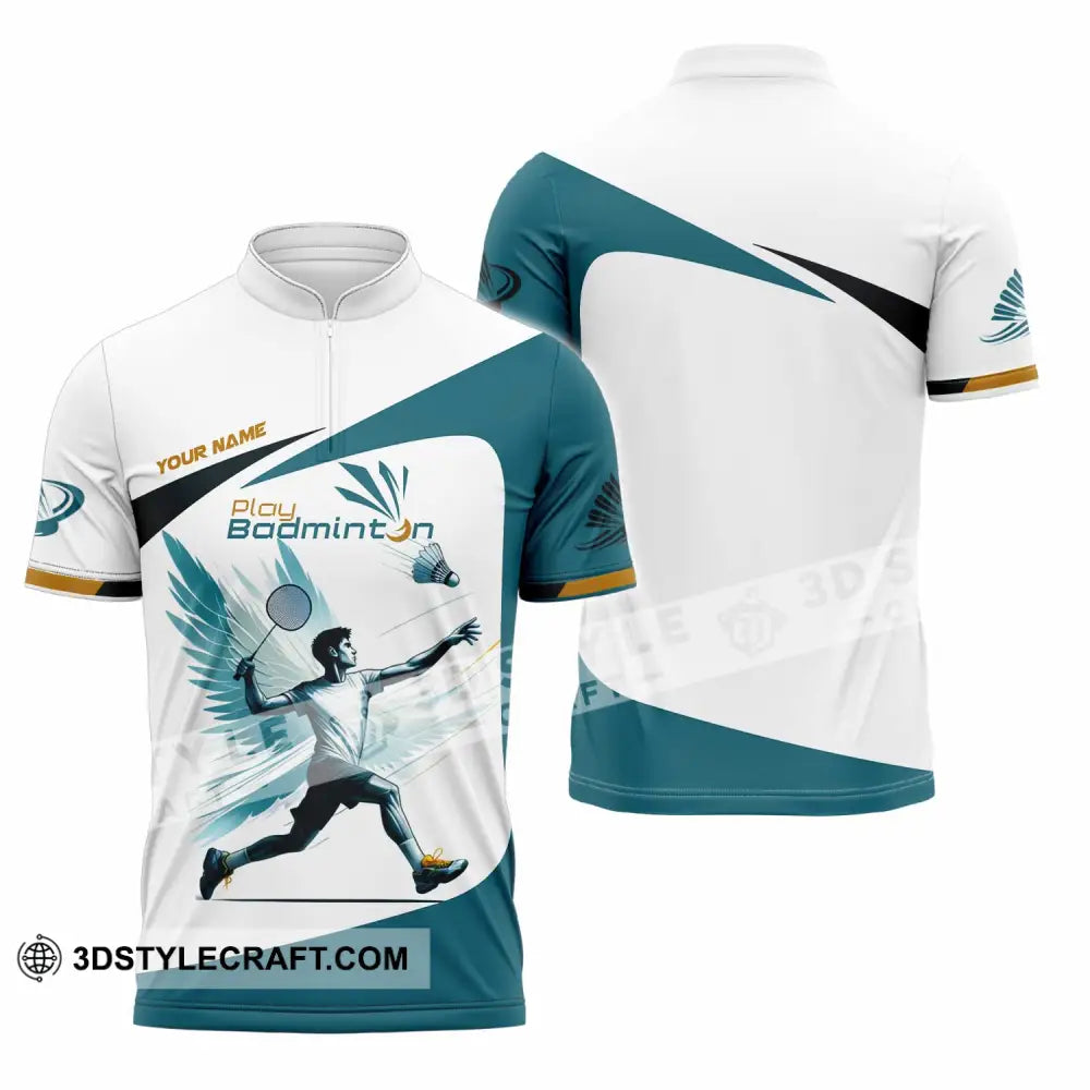 Unisex Shirt - Custom Play Badminton Shirt Zipper Polo Shirt / S T-shirt