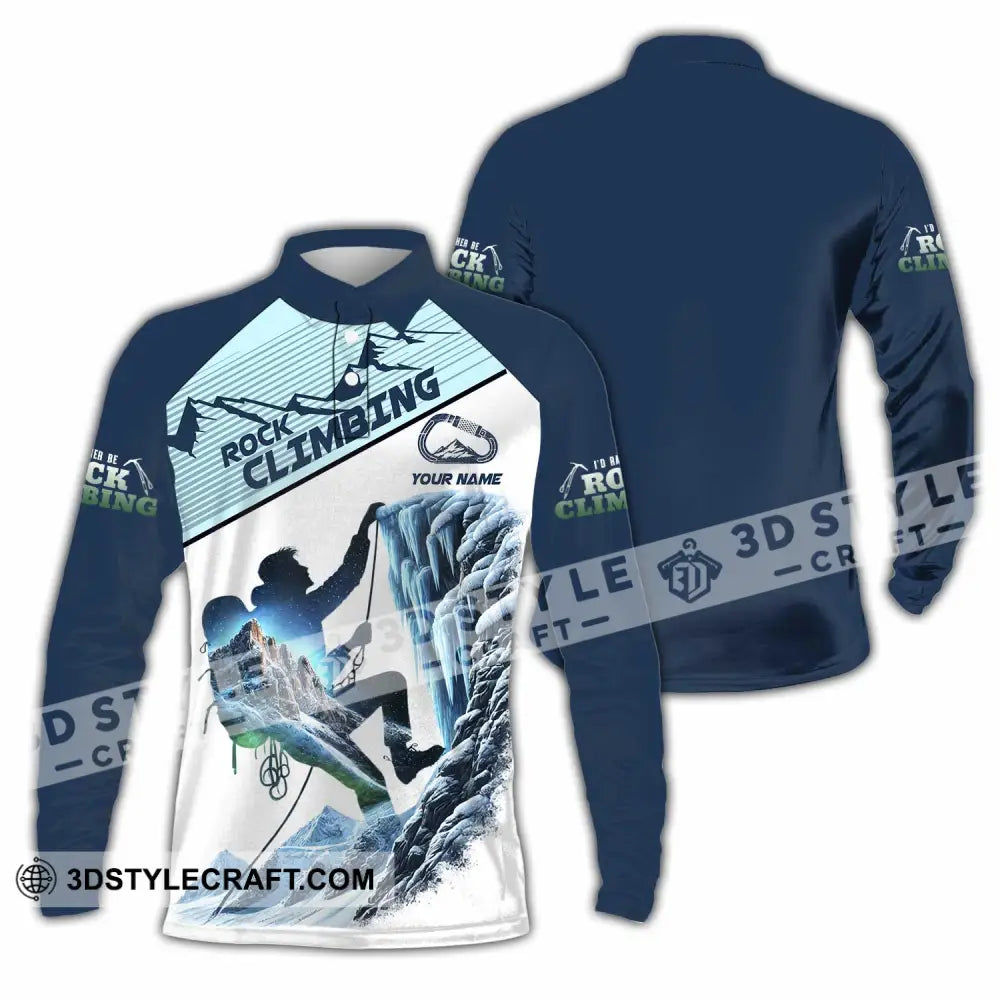 Unisex Shirt - Custom Rock Climbing Shirt Long Sleeve Polo / S T-shirt