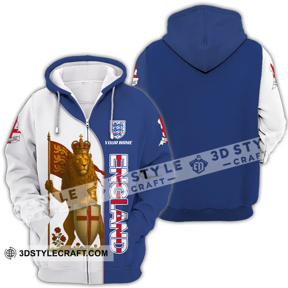 Unisex Shirt - Custom Rose And Lion King England Shirt Zipper Hoodie / S T-shirt