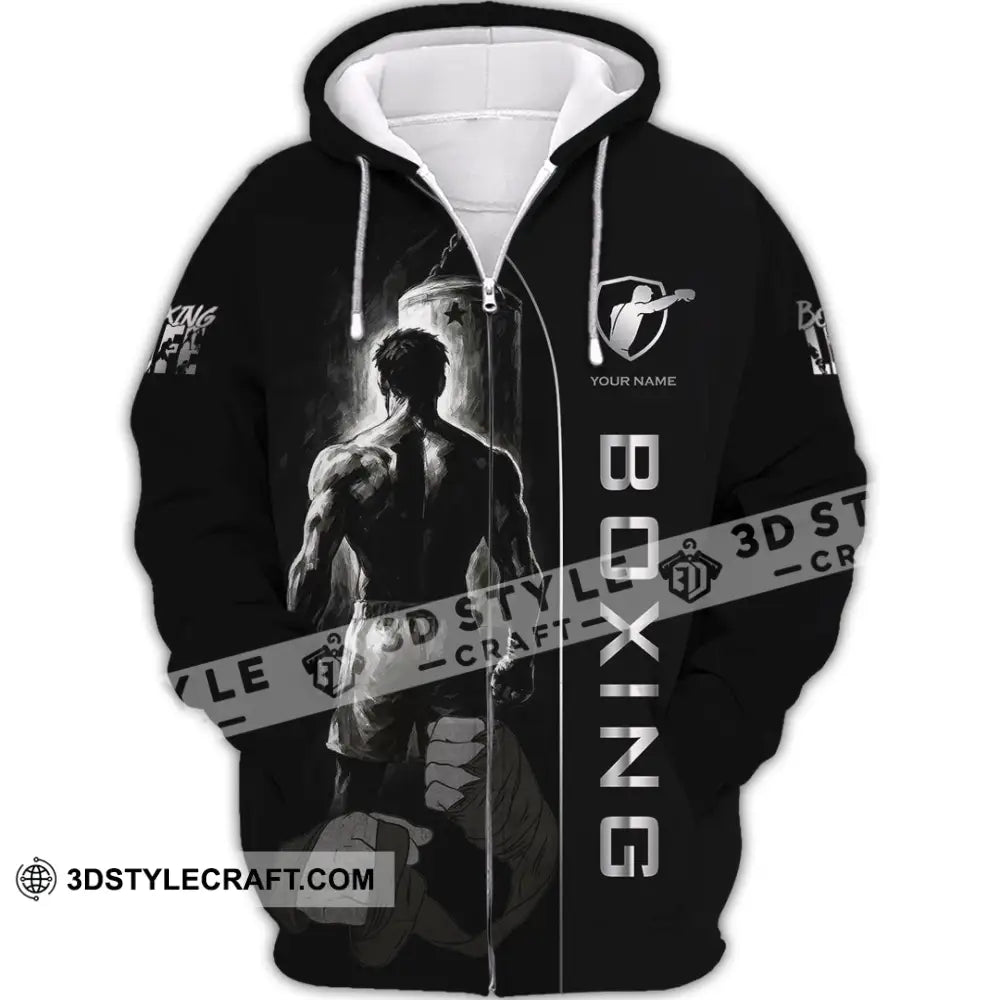 Unisex Shirt - Custom Strong Men Boxing Lover Sport Shirt Zipper Hoodie / S T-shirt