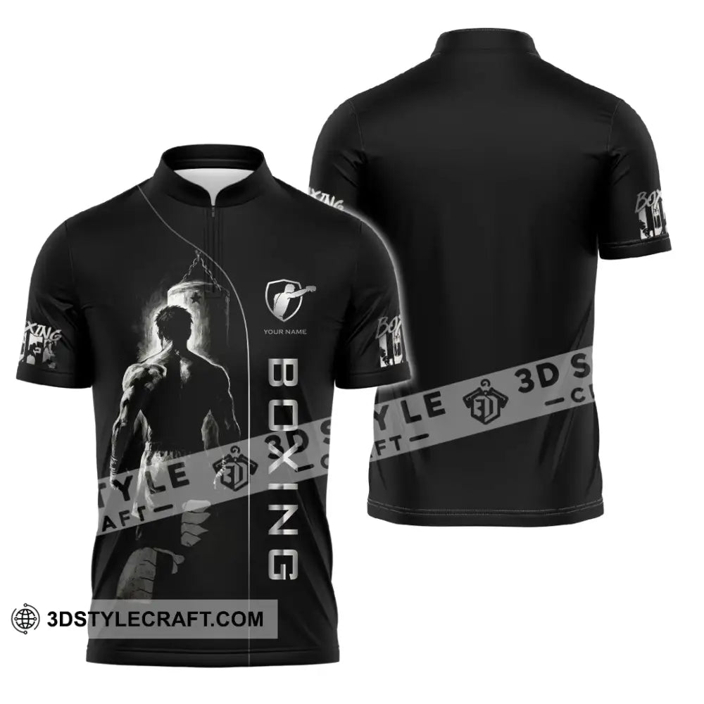 Unisex Shirt - Custom Strong Men Boxing Lover Sport Shirt Zipper Polo Shirt / S T-shirt