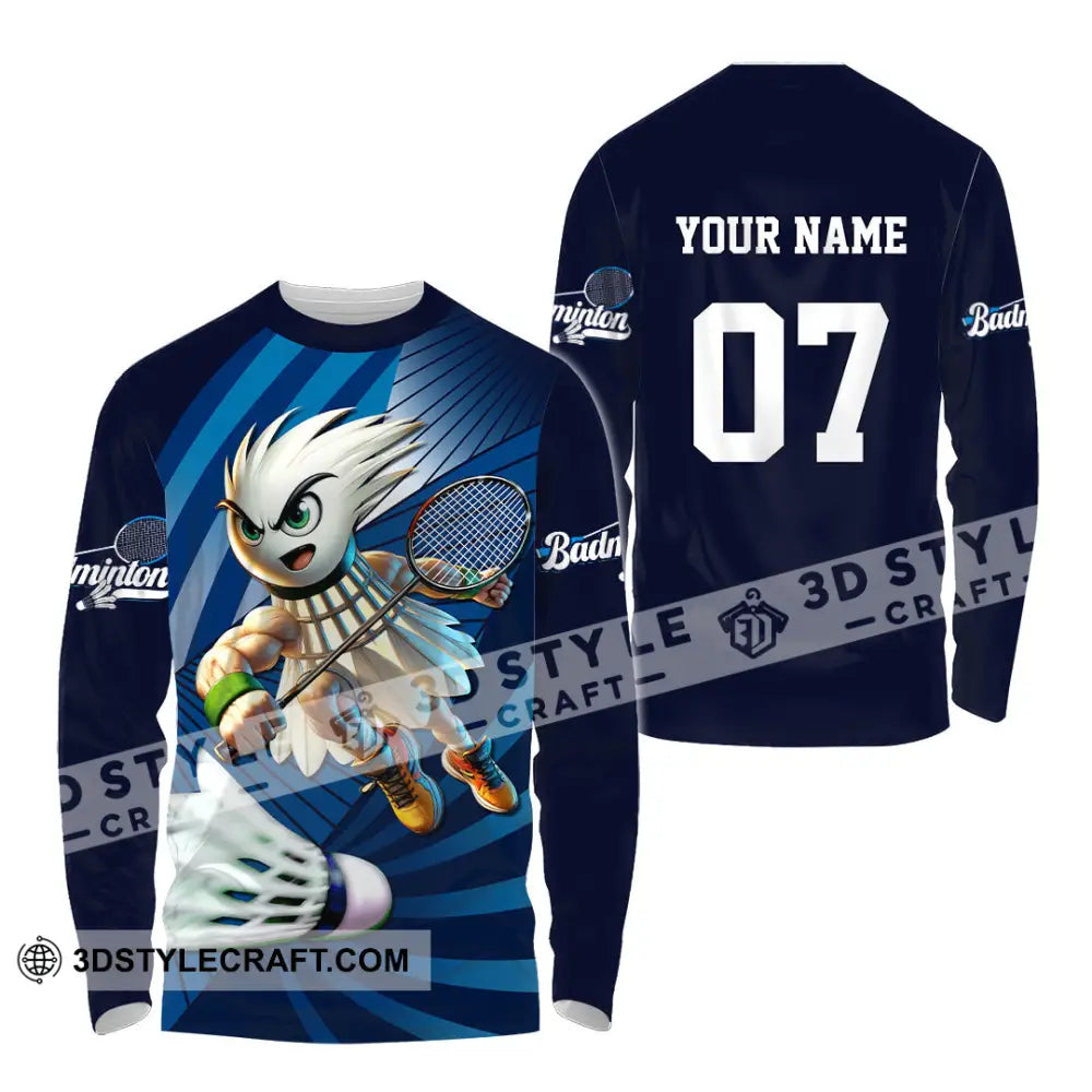 Unisex Shirt - Custom Text Shirt Badminton Shirt Long Sleeve Shirt / S T-shirt
