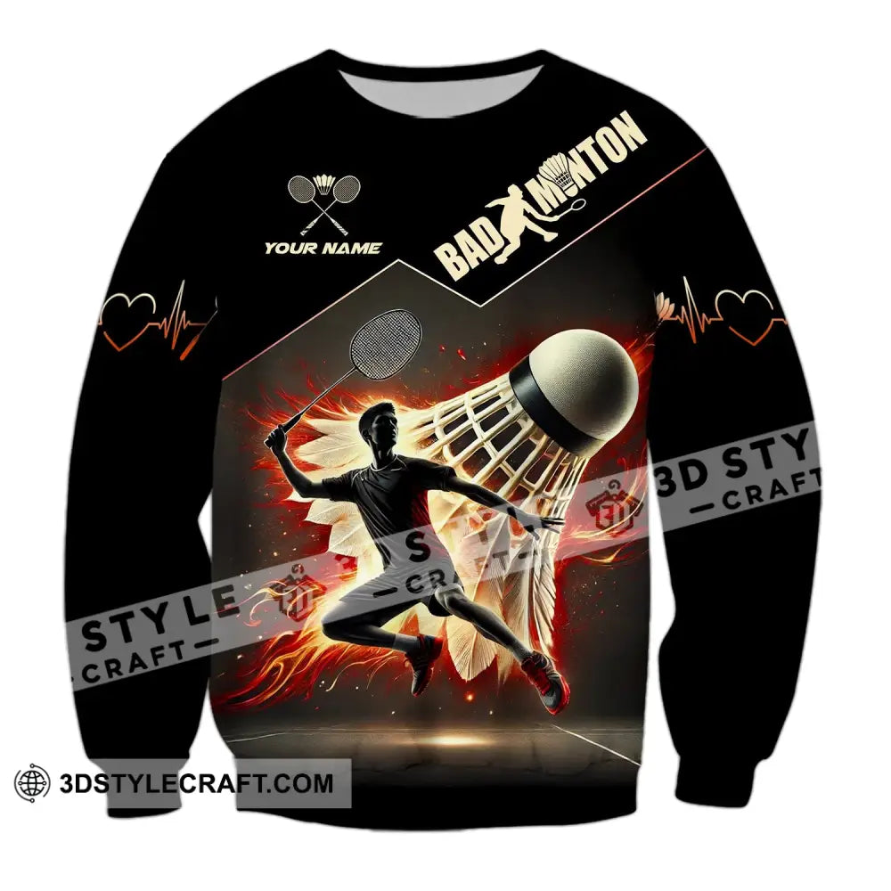 Unisex Shirt - Custom Text Badminton Long Sleeve / S T-Shirt